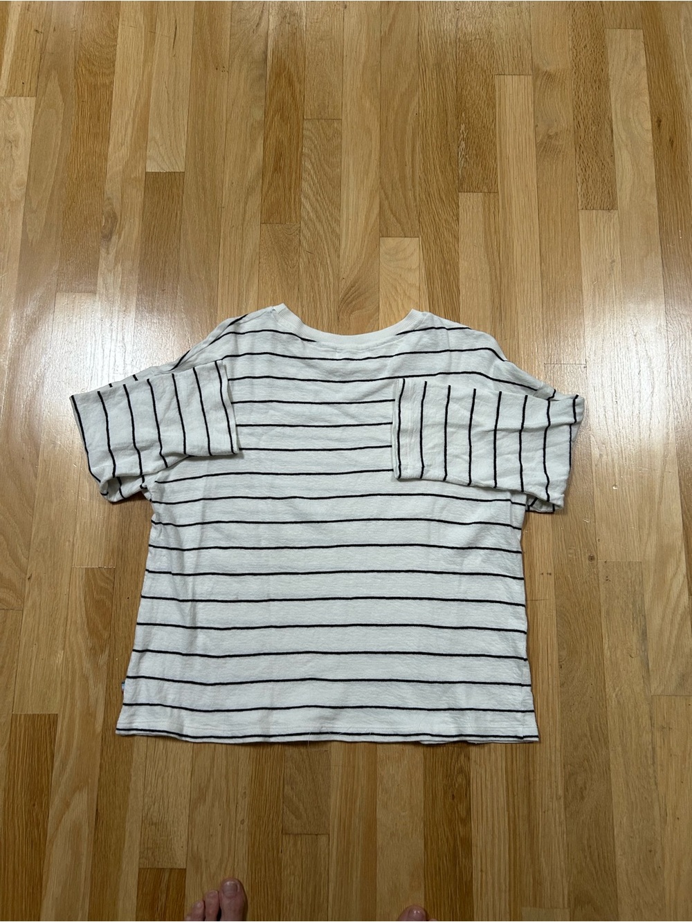 Salt Plettenberg Bay Cotton Linen Striped 3/4 Sleeve Top Blue Navy M